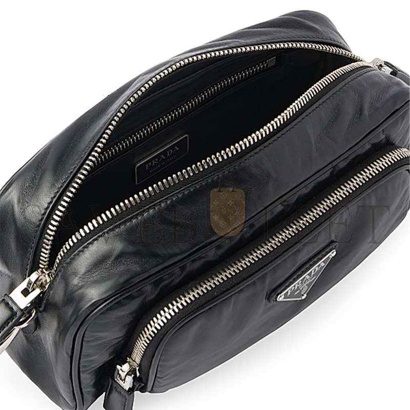PRADA NAPPA ANTIQUE LEATHER MULTI-POCKET SHOULDER BAG 1BH198 (22*10.5*7cm) 